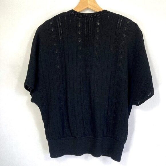 🔥 3/$15 🔥 Jones New York Black Beaded Wrap Sweater Shirt Combo Size M - Picture 4 of 6